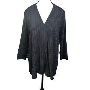 Marla Wynne V- Neck Crepe Crinkle Blouse Size Medium